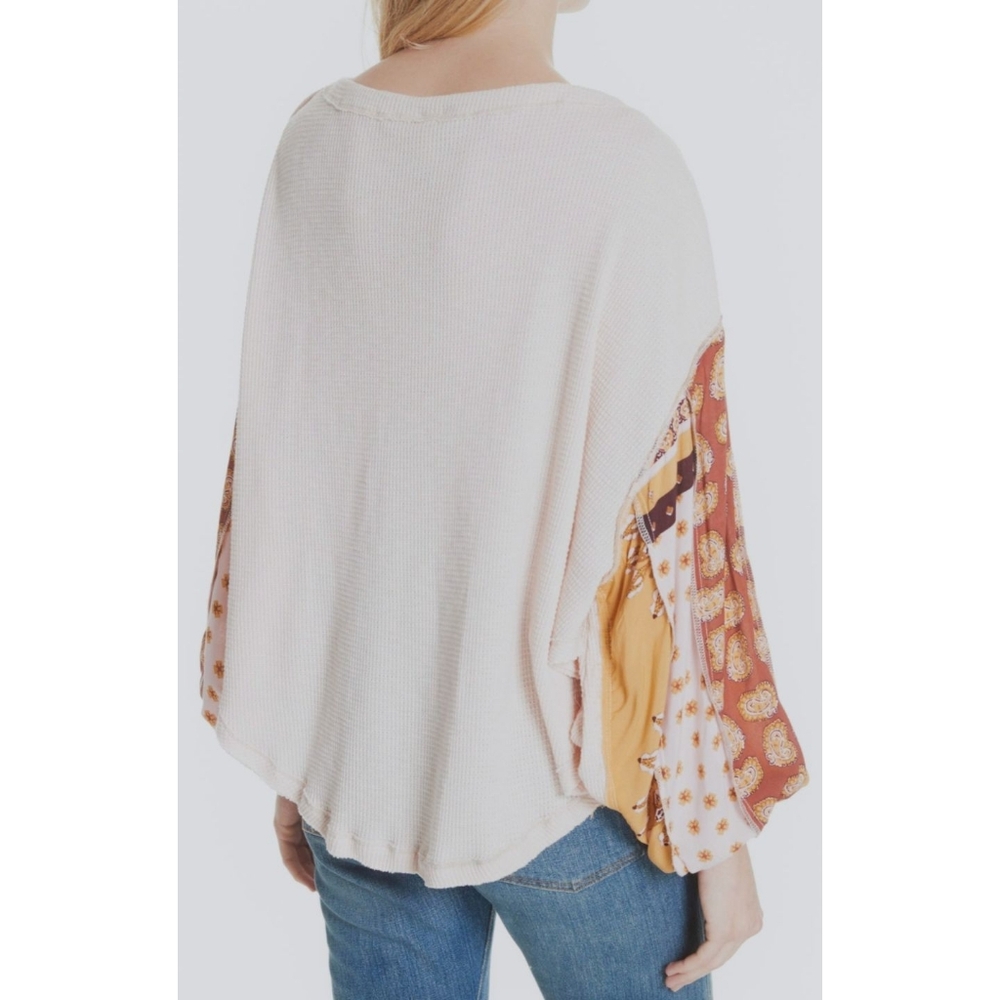 Free People We the Free Blossom Thermal Long Sleeve Floral Beige Mustard Yellow - Picture 2 of 6